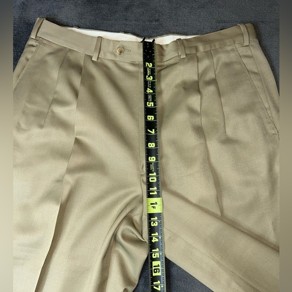 Nordstrom JB Britches Size 35 Khaki Pleated Front Wedding Office Dress Pants - Picture 8 of 14